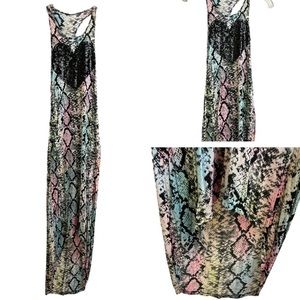 Multicolored snake print maxi dress